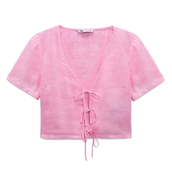 Zara Tops - ⭕️ ZARA Top Pink Linen Medium